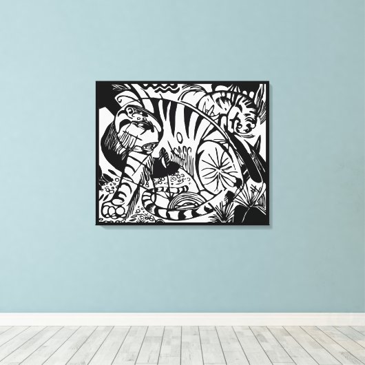 Franz Marc - Black en White Tiger - Abstracte kuns Canvas Afdruk (Insitu (Houten vloer))