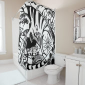 Franz Marc - Black en White Tiger - Abstracte kuns Douchegordijn (In situ)