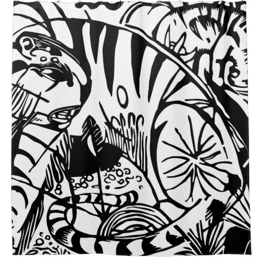 Franz Marc - Black en White Tiger - Abstracte kuns Douchegordijn (Voorkant)