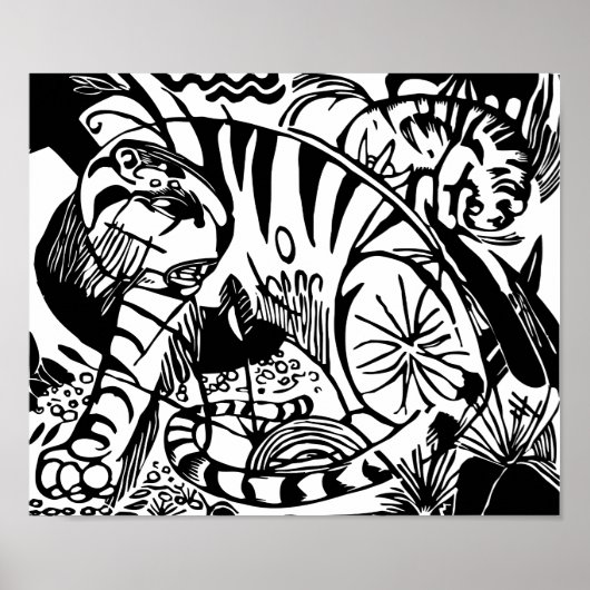 Franz Marc - Black en White Tiger - Abstracte kuns Poster (Voorkant)