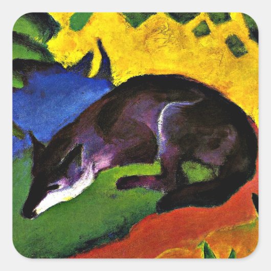 Franz Marc - Blauwe Vos Vierkante Sticker (Voorkant)