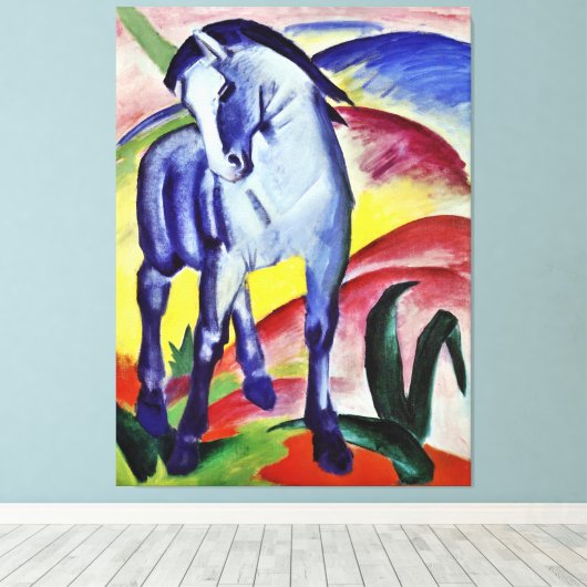 Franz Marc Blue Horse  Fine Art Painting Canvas Afdruk (Insitu (Houten vloer))