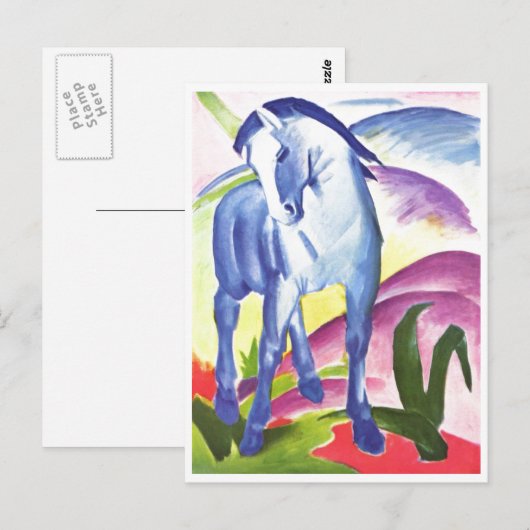 Franz Marc - Blue Horse I 1911 Equine Equestrian Briefkaart (Voorkant / Achterkant)