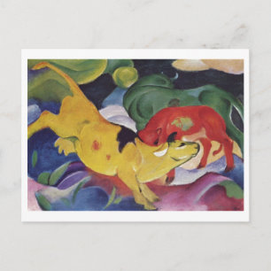 Franz Marc - Cows Red Green Yellow 1912 Cow Canvas Briefkaart