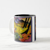 Franz Marc - De Gele Koe - Expressionistische Kuns Tweekleurige Koffiemok (Voorkant links)