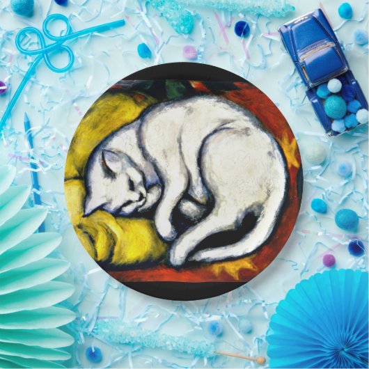 Franz Marc - De witte kat, mooi kunstschilderij, Papieren Bordje (Feest)