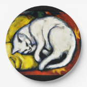 Franz Marc - De witte kat, mooi kunstschilderij, Papieren Bordje (Voorkant)