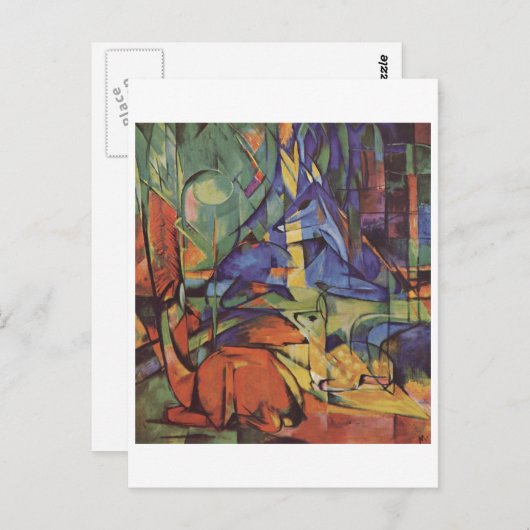 Franz Marc - Deer in Bos II 1913-14 Moon Fawn Briefkaart (Voorkant / Achterkant)