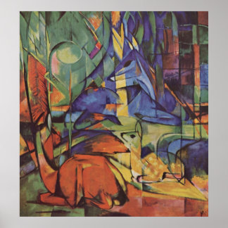 Franz Marc - Deer in Bos II 1913-14 Moon Fawn Poster