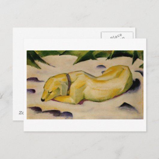Franz Marc - Dog Lying in Snow 1910-11 Puppy White Briefkaart (Voorkant / Achterkant)
