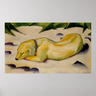 Franz Marc - Dog Lying in Snow 1910-11 Puppy White Poster