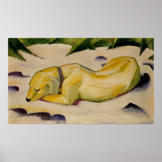 Franz Marc - Dog Lying in Snow 1910-11 Puppy White Poster (Voorkant)