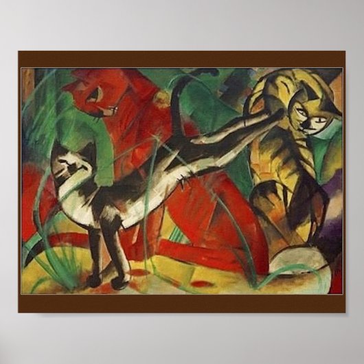 Franz Marc, Fine Art, Drie Katten. Poster (Voorkant)