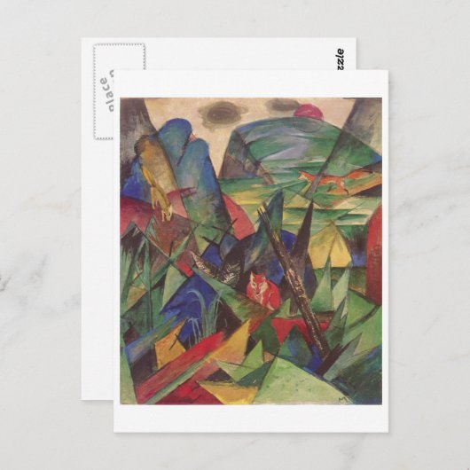 Franz Marc - Foxes 1913 Oil Canvas Red Fox Sly Briefkaart (Voorkant / Achterkant)