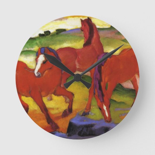 Franz Marc Grazing Horses Clock Ronde Klok (Voorkant)