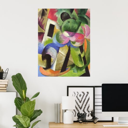 Franz Marc - House w/ Trees Small Composition 1914 Poster (Thuiskantoor)