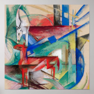 Franz Marc Landschap met Dieren Bekend Schilderij Poster