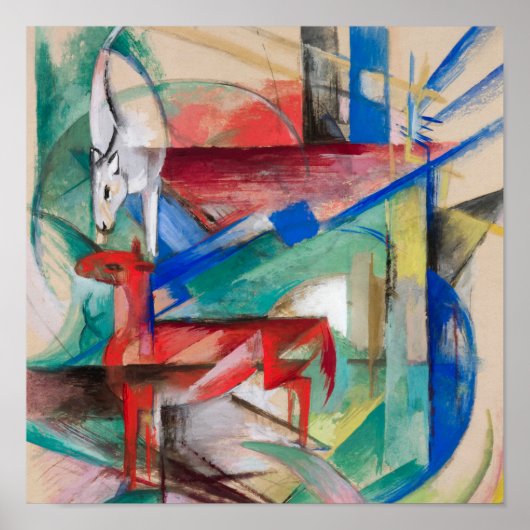 Franz Marc Landschap met Dieren Bekend Schilderij Poster (Voorkant)