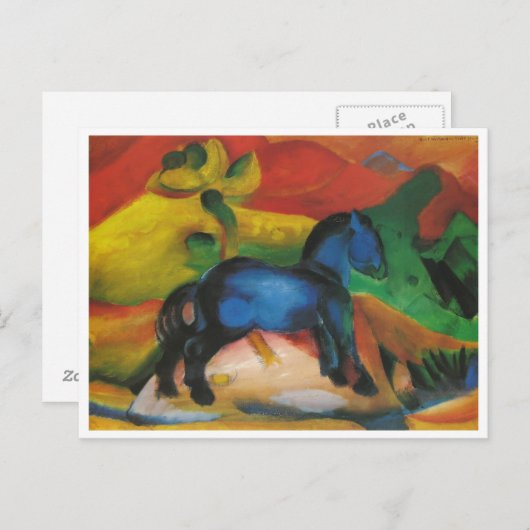 Franz Marc - Little Blue Horse 1912 Oil Canvas Briefkaart (Voorkant / Achterkant)