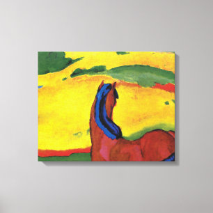 Franz Marc - paard in een landschappelijk schilder Canvas Afdruk