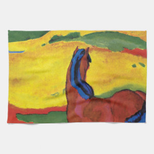 Franz Marc - Paard in een landschapsschilderij Theedoek