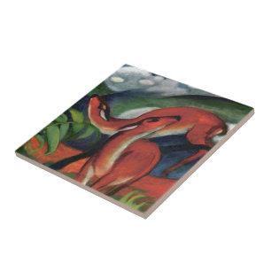 Franz Marc Red Deer Famous Painting Tegeltje