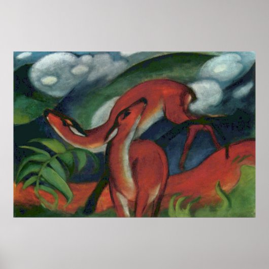 Franz Marc - Red Deer II 1912 Forest Animal fawn Poster (Voorkant)
