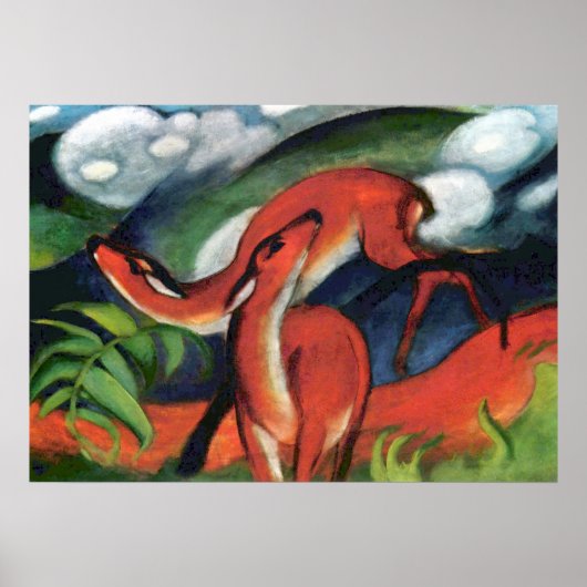 Franz Marc Rode Herten II Expressionistisch Schild Poster (Voorkant)
