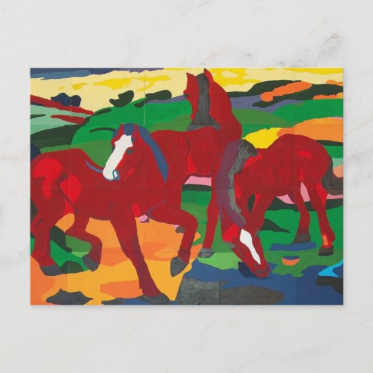 Franz Marc - Rode Paarden Briefkaart (Voorkant)