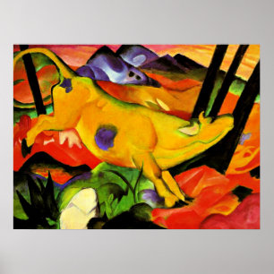 Franz Marc schilderij, The Yellow Koe Poster