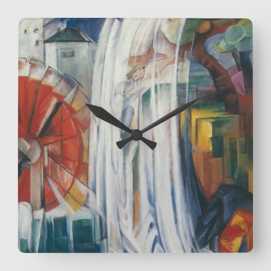 Franz Marc - The Bewitched Mill Vierkante Klok (Voorkant)
