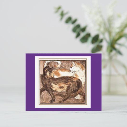 Franz Marc, twee katten, fijne kunst Briefkaart (Staand voorkant)