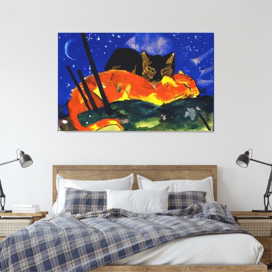 Franz Marc - Two Cats, beroemd schilderij, Canvas Afdruk (Insitu (Slaapkamer))