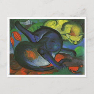 Franz Marc - Two Cats Blue & Yellow 1912 kat oil Briefkaart