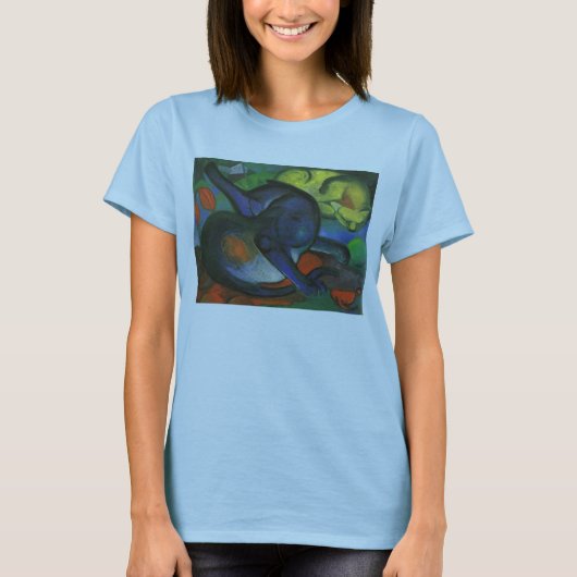 Franz Marc - Two Cats Blue & Yellow 1912 kat oil T-shirt (Voorkant)
