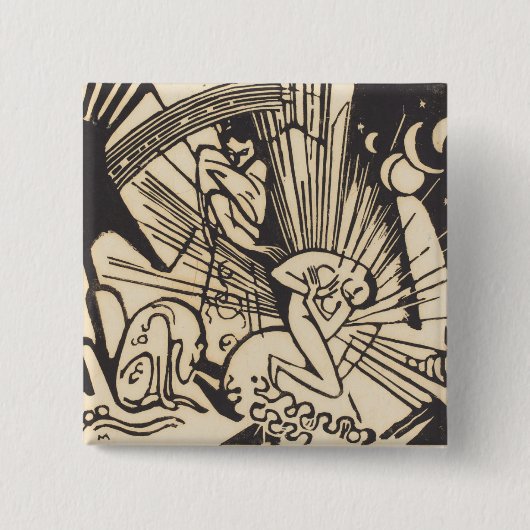 Franz Marc | Verzoening Versoehnung Vierkante Button 5,1 Cm (Voorkant)
