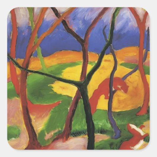 Franz Marc- Weasels Spelen Vierkante Sticker (Voorkant)
