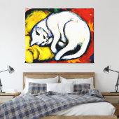 Franz Marc - White Cat. beroemd schilderij, Canvas Afdruk (Insitu (Slaapkamer))