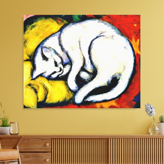 Franz Marc - White Cat. beroemd schilderij, Canvas Afdruk (Insitu (Woonkamer))