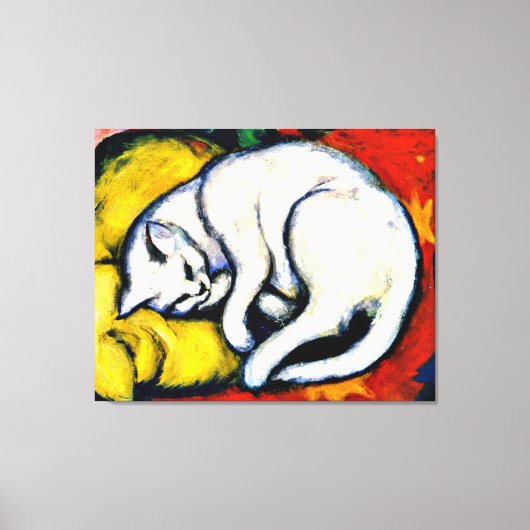 Franz Marc - White Cat. beroemd schilderij, Canvas Afdruk (Voorkant)