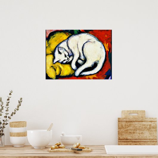 Franz Marc - White Cat. beroemd schilderij, Poster (Keuken)