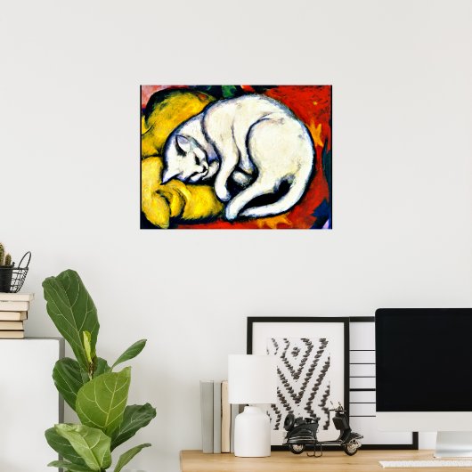Franz Marc - White Cat. beroemd schilderij, Poster (Thuiskantoor)