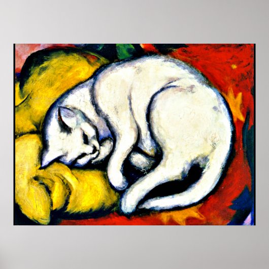 Franz Marc - White Cat. beroemd schilderij, Poster (Voorkant)