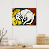 Franz Marc - White Cat. Franz Marc 1912 painting. Poster (Keuken)