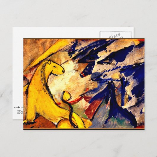 Franz Marc - Yellow Lion, Blue Foxes, Blue Horse Briefkaart (Voorkant / Achterkant)