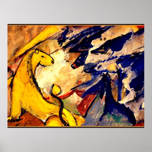 Franz Marc - Yellow Lion, Blue Foxes, Blue Horse Poster (Voorkant)