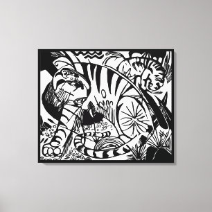 Franz Marc - Zwarte en Witte Tijger - Abstracte Ku Canvas Afdruk