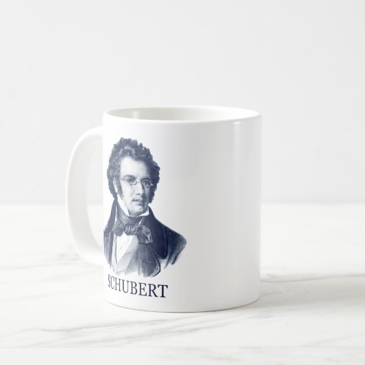 Franz Schubert, blauw Koffiemok (Voorkant links)