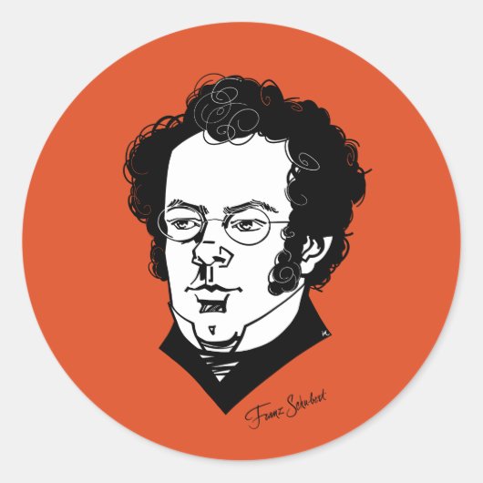 Franz Schubert Ronde Sticker (Voorkant)