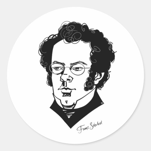 Franz Schubert Ronde Sticker (Voorkant)